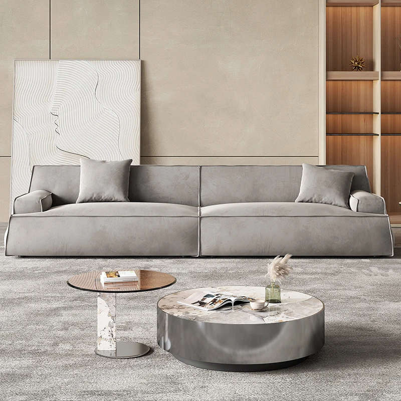 意式极简磨砂布沙发baxter轻奢高端别墅大平层客厅设计师直排沙发