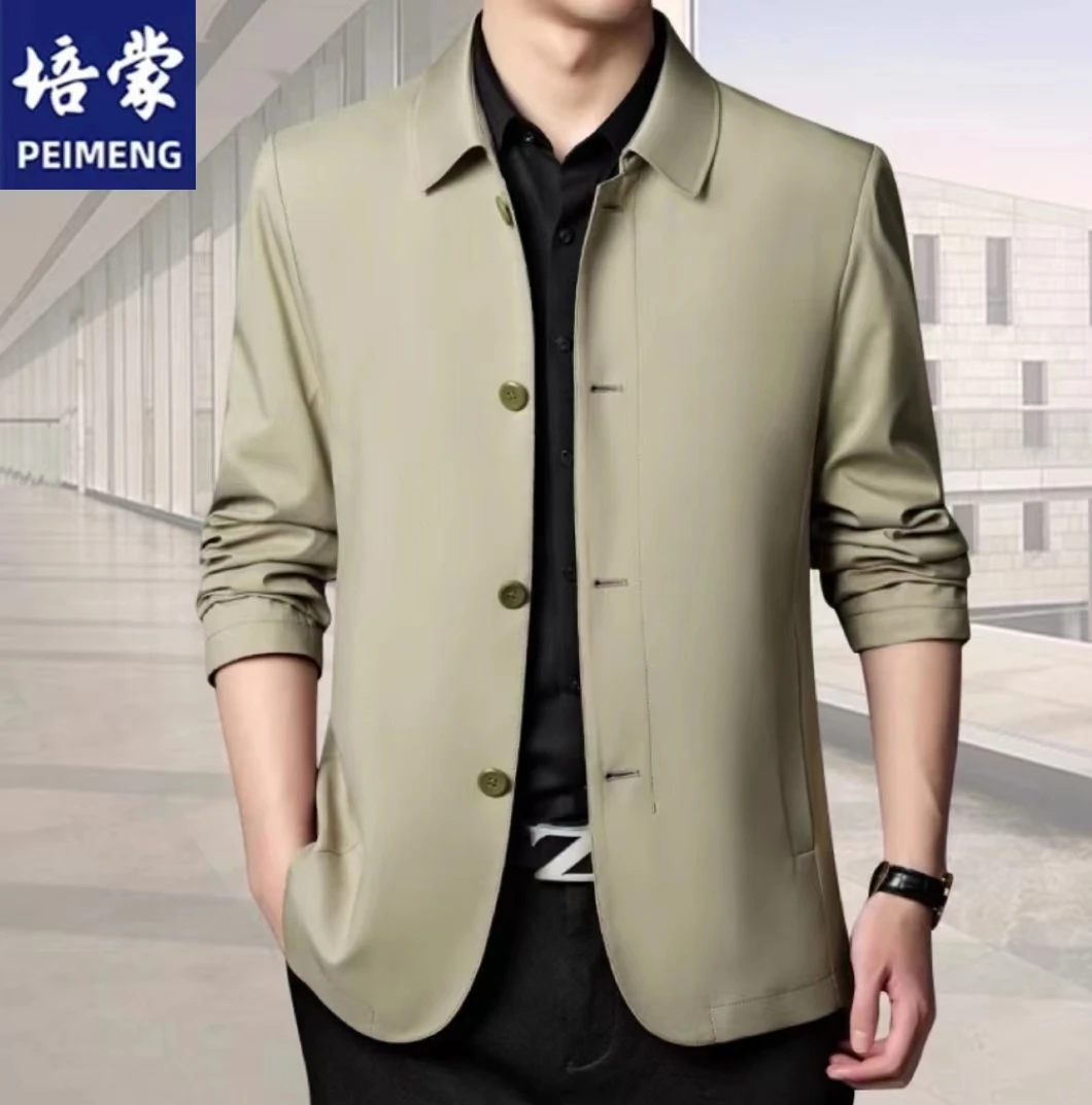 【培蒙】男士新款商务扣款夹克外套爸爸装休闲夹克圆角短款外套大肚