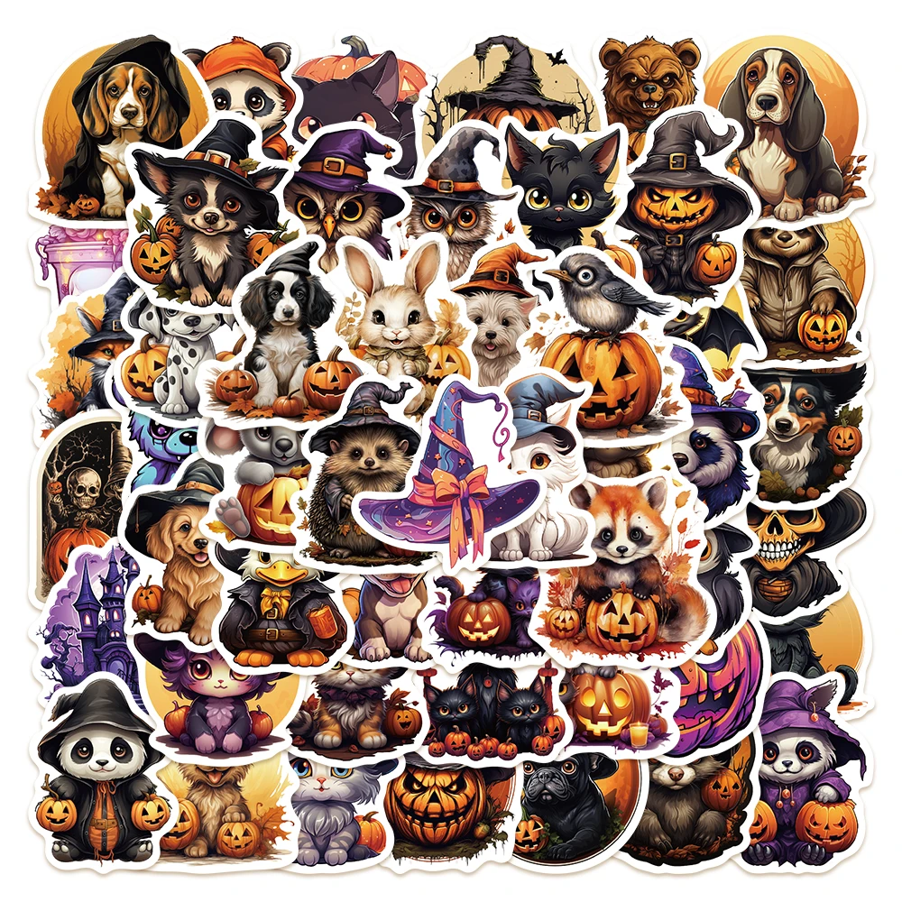 50张万圣节贴纸行李箱贴画滑板吉他手账本防水搞怪ins风diy手机壳