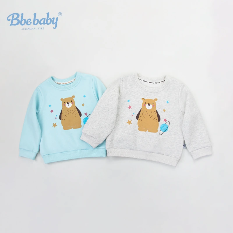 Bbe baby秋冬新品星球小熊男童卫衣 卡通圆领印花套头打底-L065