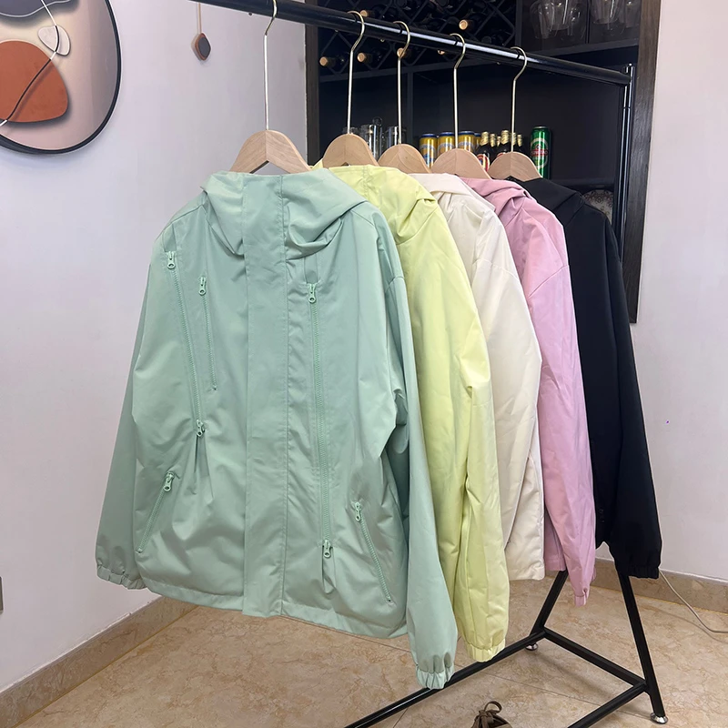 【XRZ】#2275 韩版情侣连帽冲锋衣户外运动登山酷酷防风防雨外套