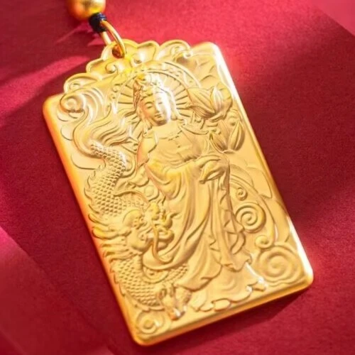 合金吊坠 御龙观音实心吊坠 +(手工精编绳)