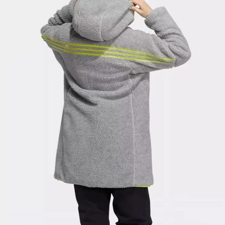 阿迪达斯 条纹边饰双面穿拉链连帽长袖棉服 H23078