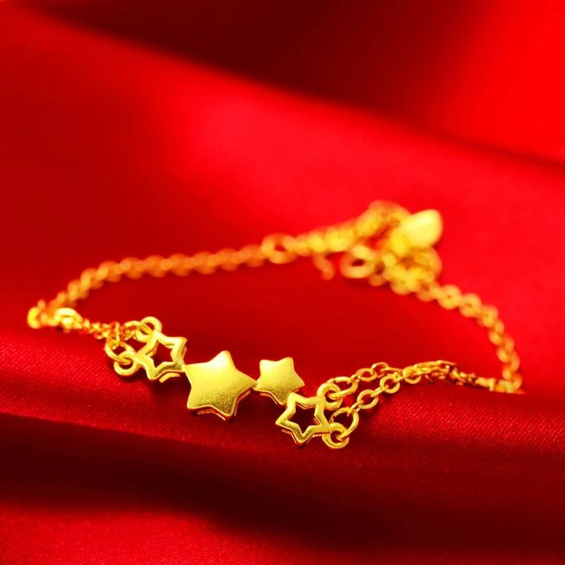 金赫饰品 星星款新娘黄金色手链久不掉色女秀气民族风真