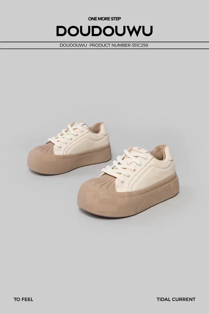 351c259豆豆屋加绒小白鞋女真皮增高厚底面包鞋