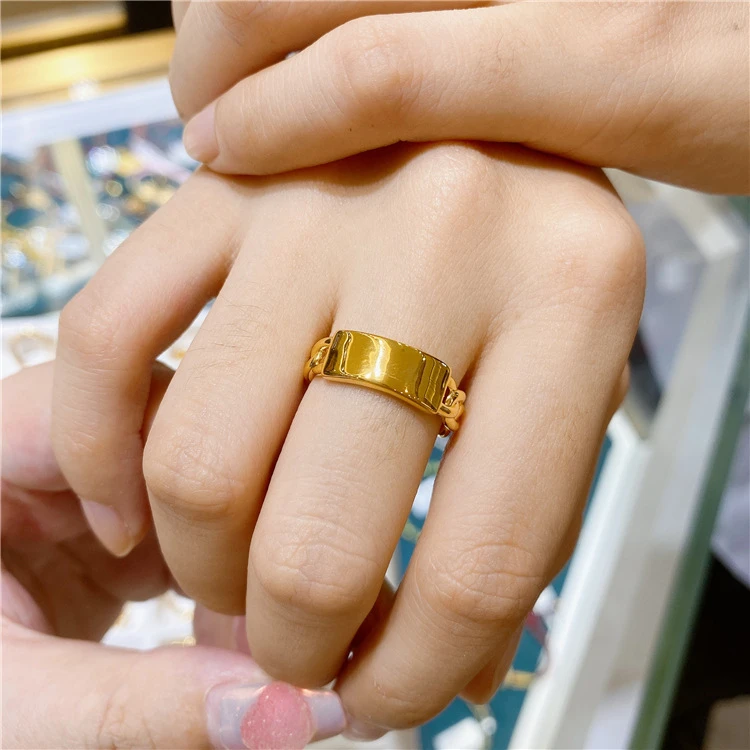 光面链条戒指ins时尚高级感设计简约女轻奢精致百搭指环送礼物