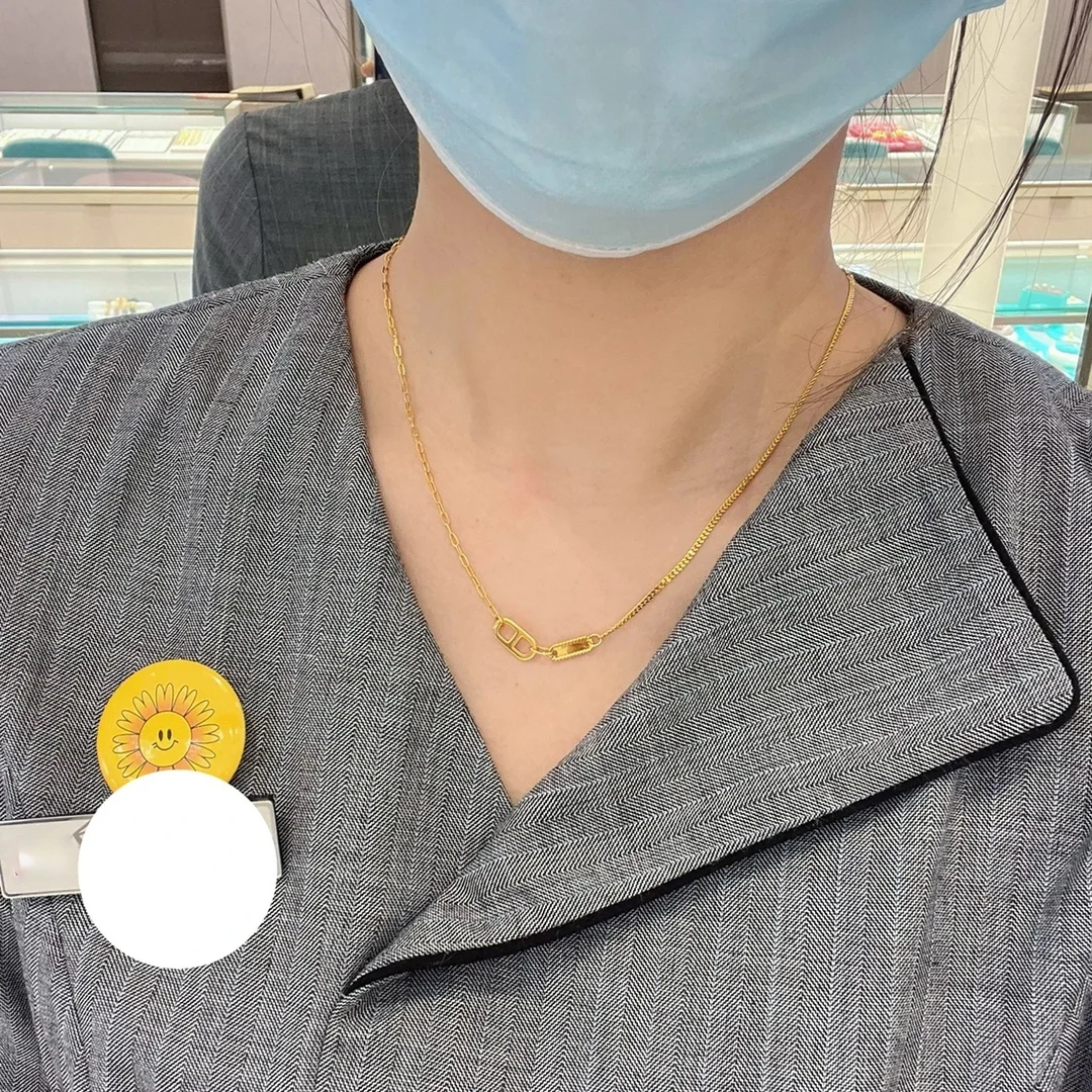 铜合金项链 2024新款猪鼻子项链女色金色锁骨链气质百搭轻奢首饰