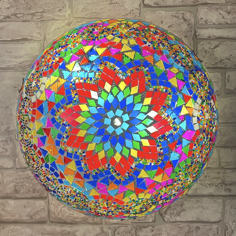 波西米亚阳台过道走廊房间手工彩色马赛克玻璃创意氛围吸顶灯