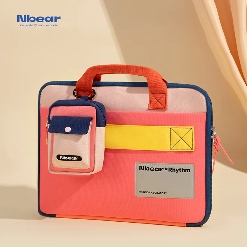 超大容量分区设计撞色时尚防撞击多功能mac book手提电脑包