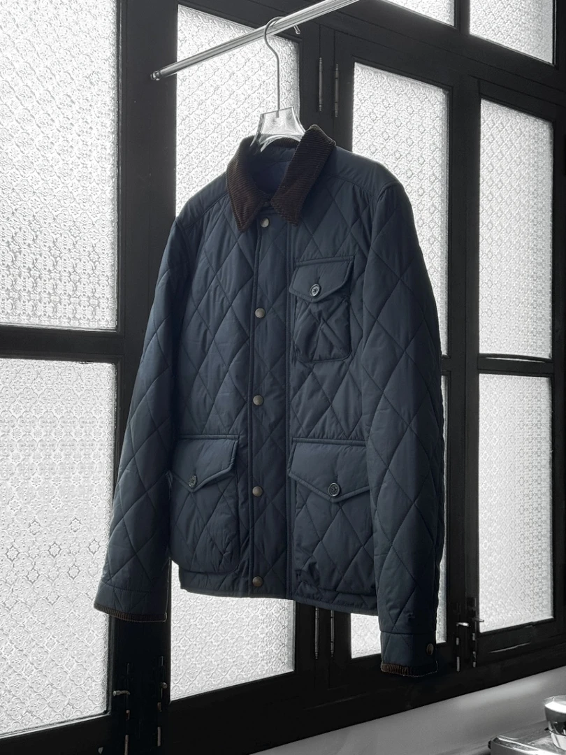 【金秀贤同款】拉夫经典老钱风工装菱格RL拼色三袋棉服