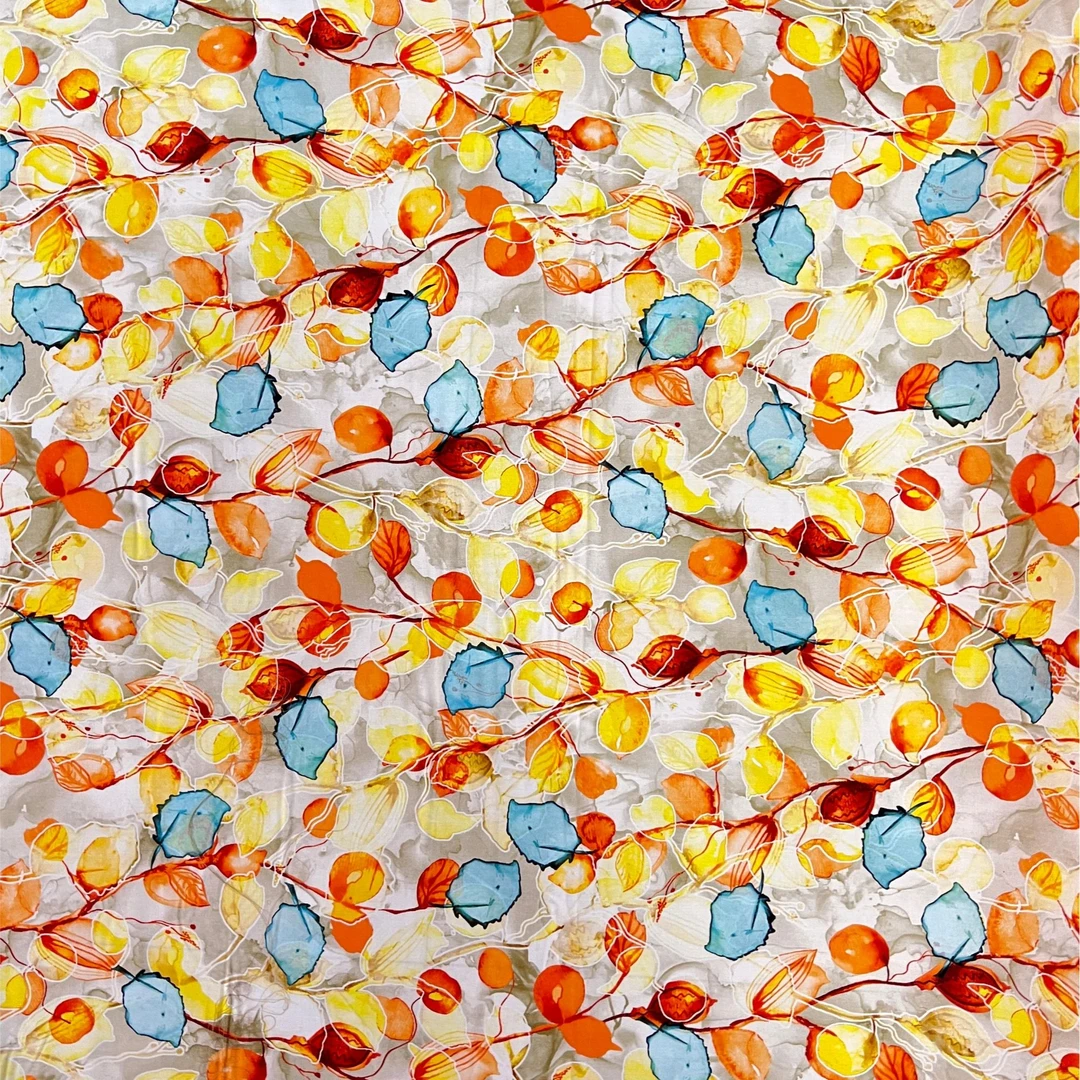 香云缎-—树叶花    -全棉布料柔软亲肤透气（做裙子衣服被罩