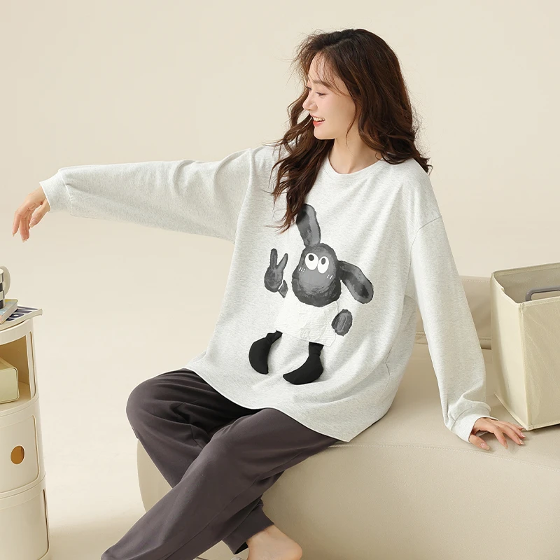 女士秋款休闲宽松时尚睡衣套装23220