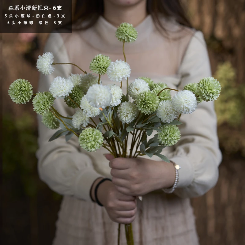 【森系小清新】蒲公英仿真花葱球卧室床头摆件抹茶小清新家居装饰花
