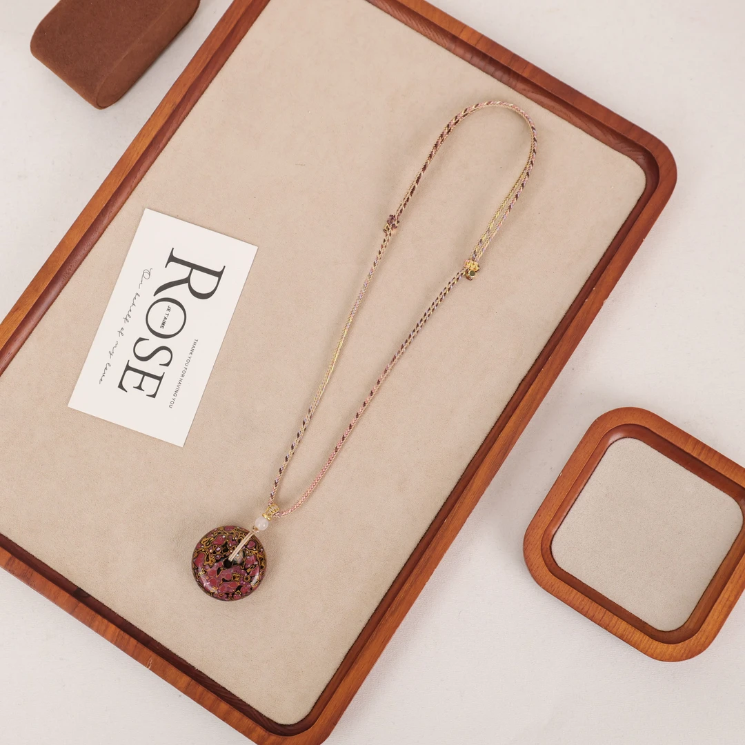 合金项链 玉楼东合金项链 CY132 紫红色大漆平安扣项链