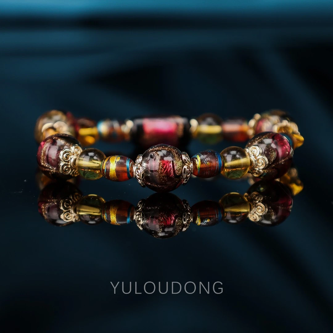 合金手链 CZ102 孤品 深紫色琉璃手串时尚百搭
