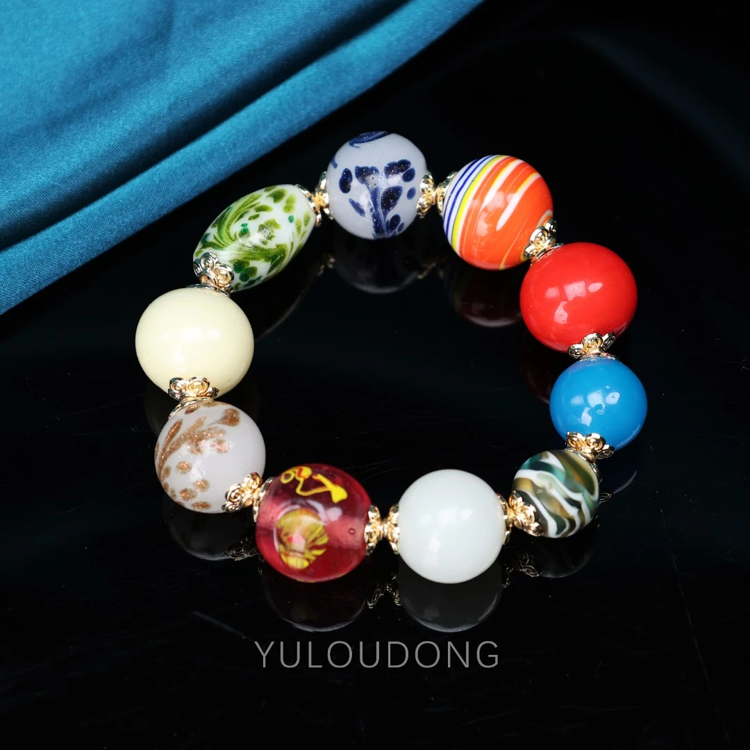 合金手链 CZ309 彩色蛙皮琉璃手串时尚百搭