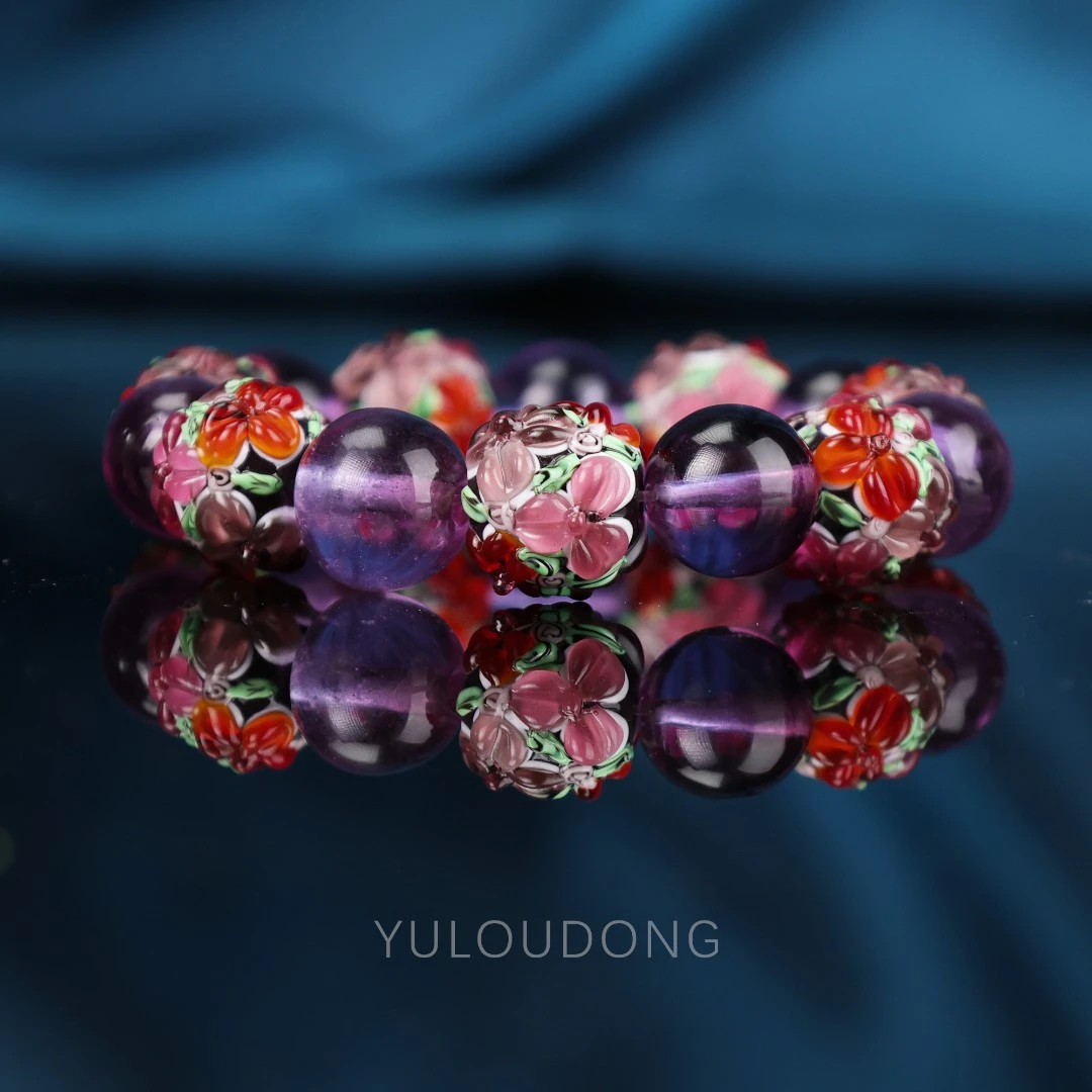 合金手链 玉楼东合金手链 CZ922 紫色小花蛋糕琉璃手串