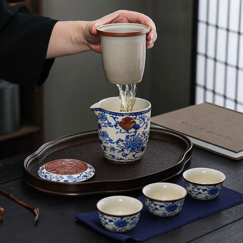 C1 旅行茶具套装繁华龙纹快客三杯