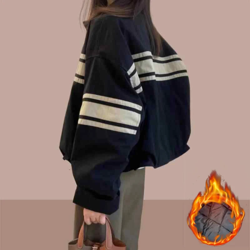 2025秋冬季新款女士韩版棒球服外套小个子短款宽松加厚夹克上衣潮