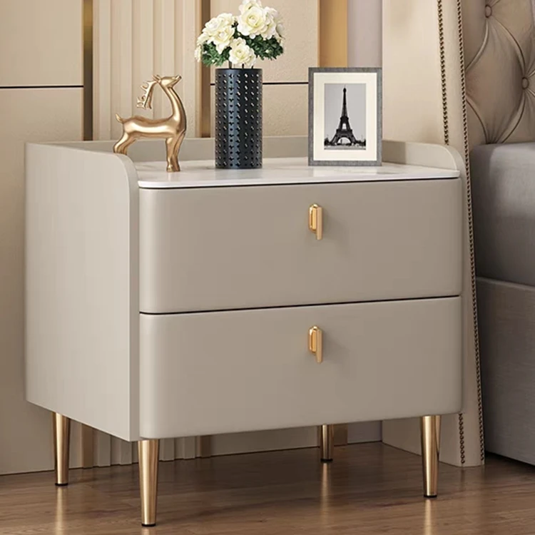 岩板简约床头柜床边柜简易收纳柜床头柜床头柜最新款2025高档大气