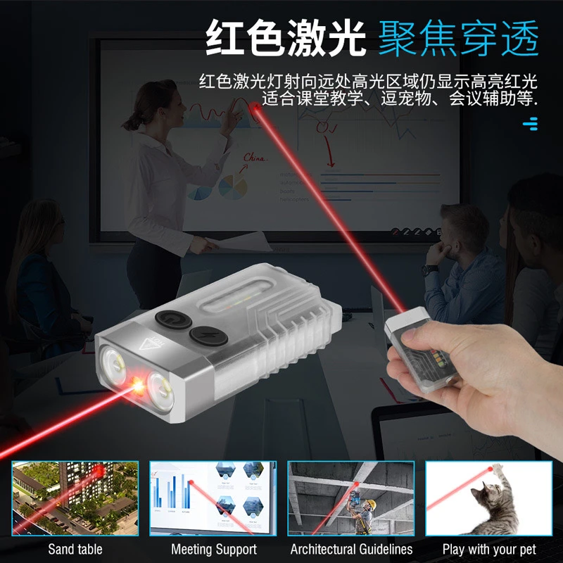 迷你便携手电筒紫光强光磁吸功能多用途手电蜂鸣警报