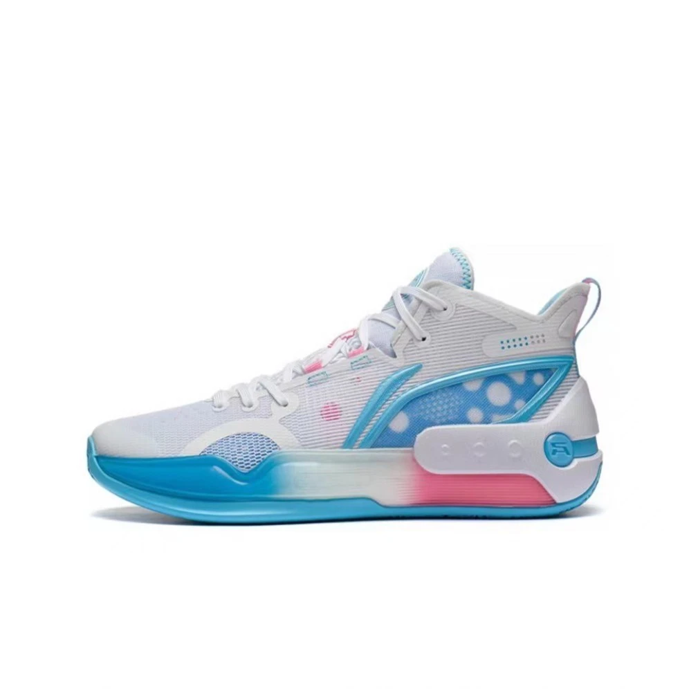 LI-NING/李宁 驭帅16 轻量高回弹耐磨实战篮球鞋 白蓝粉 南海岸