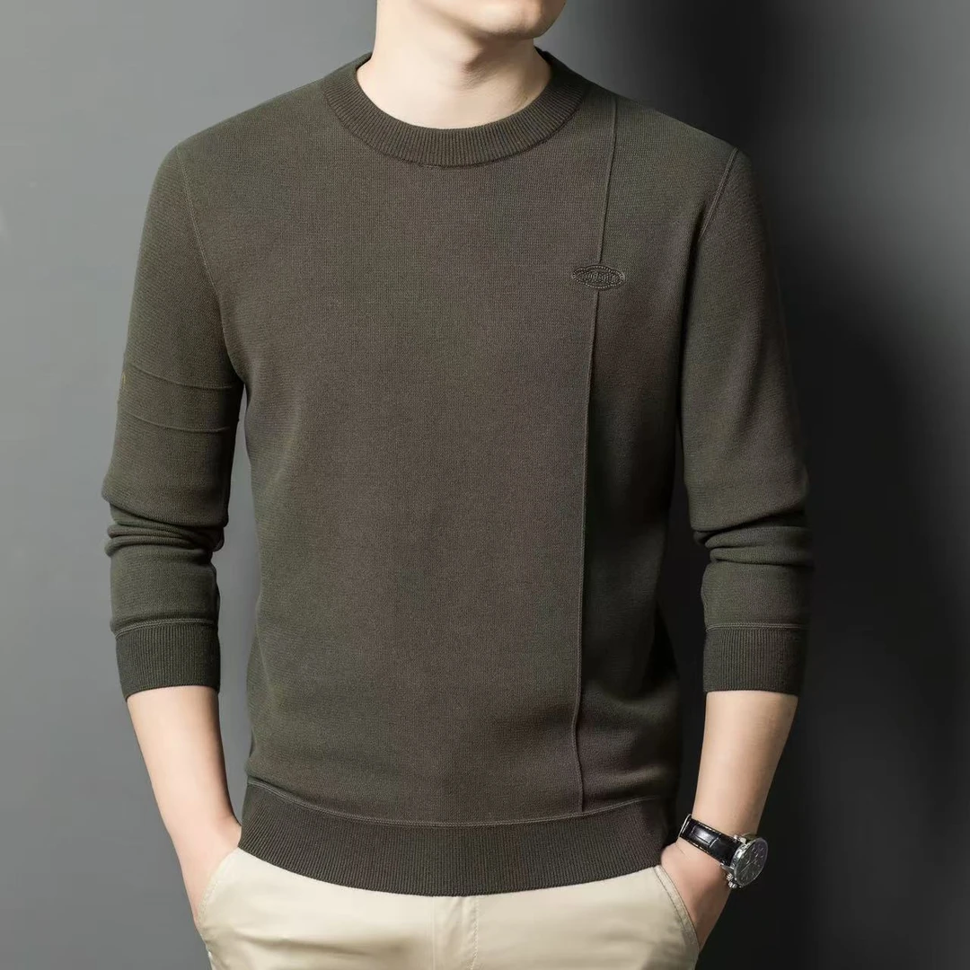 英皇烟斗/1987春季男加绒中领毛衣时尚休闲百搭保暖圆领长袖