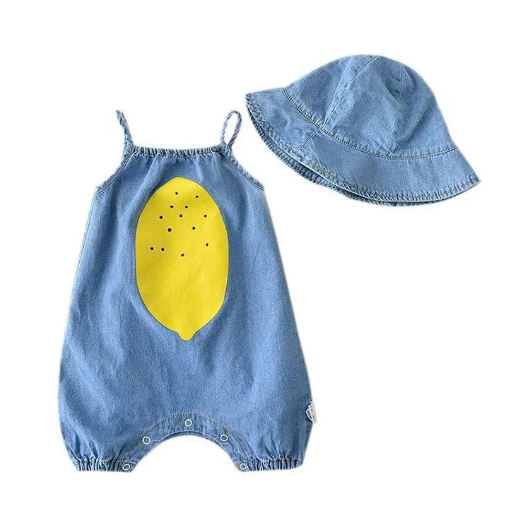 婴儿吊带无袖连体衣夏季薄款新生儿牛仔韩版