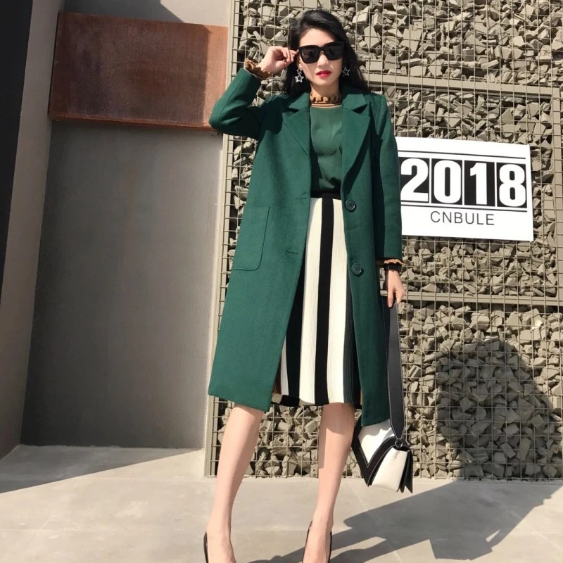 COCO女装大衣外套中长款秋冬气质时尚百搭纯色