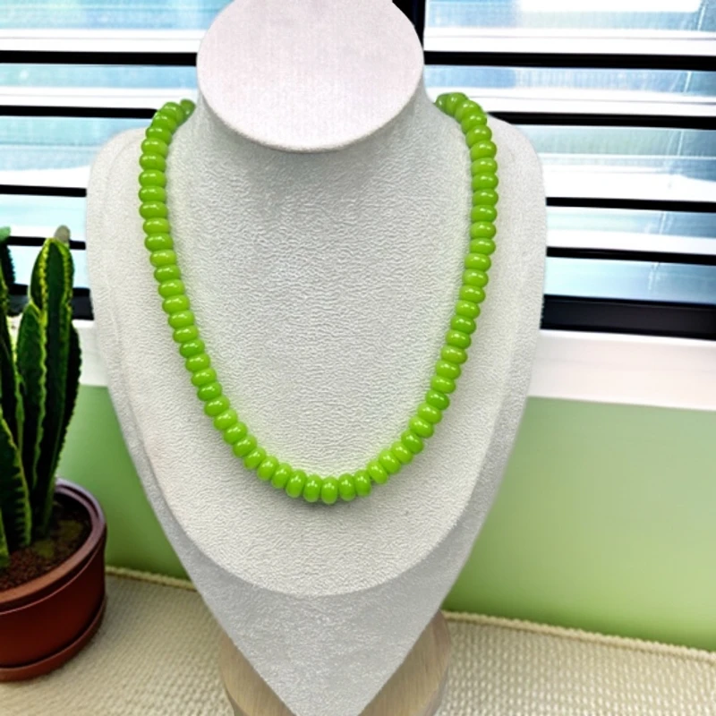 青苹果绿算盘珠卡10mm项链-0177