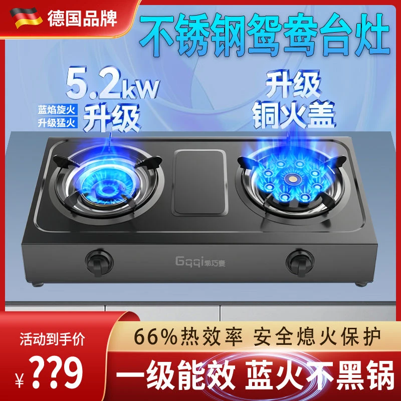 德国品牌台式燃气灶煤气灶双灶家用不锈钢液化气灶天然气猛火灶具