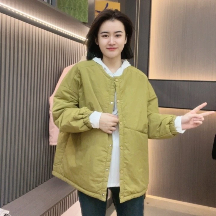 大麦家~冬季时尚保暖洋气休闲百搭棒球领棉服外套7
