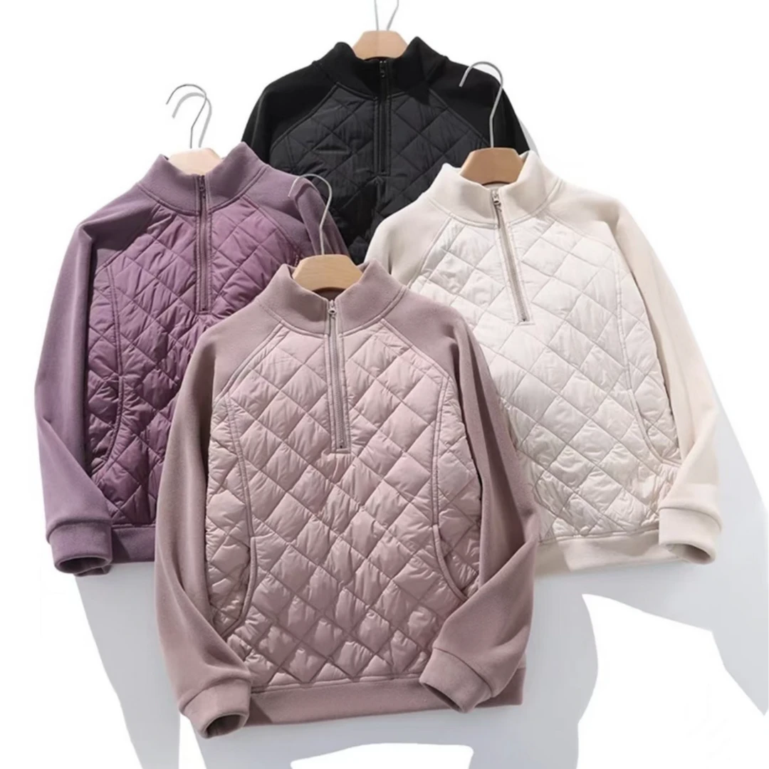 半拉链防风保暖加棉显瘦立领加厚奥粒绒卫衣