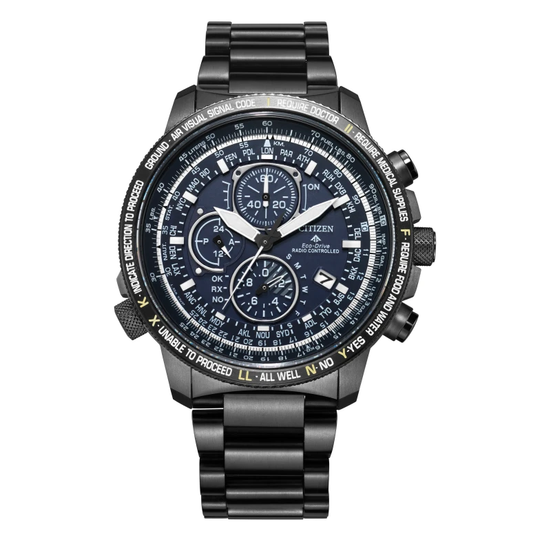 Citizen/西铁城光动能电波男士腕表蓝色多功能男款手表AT8195-85L