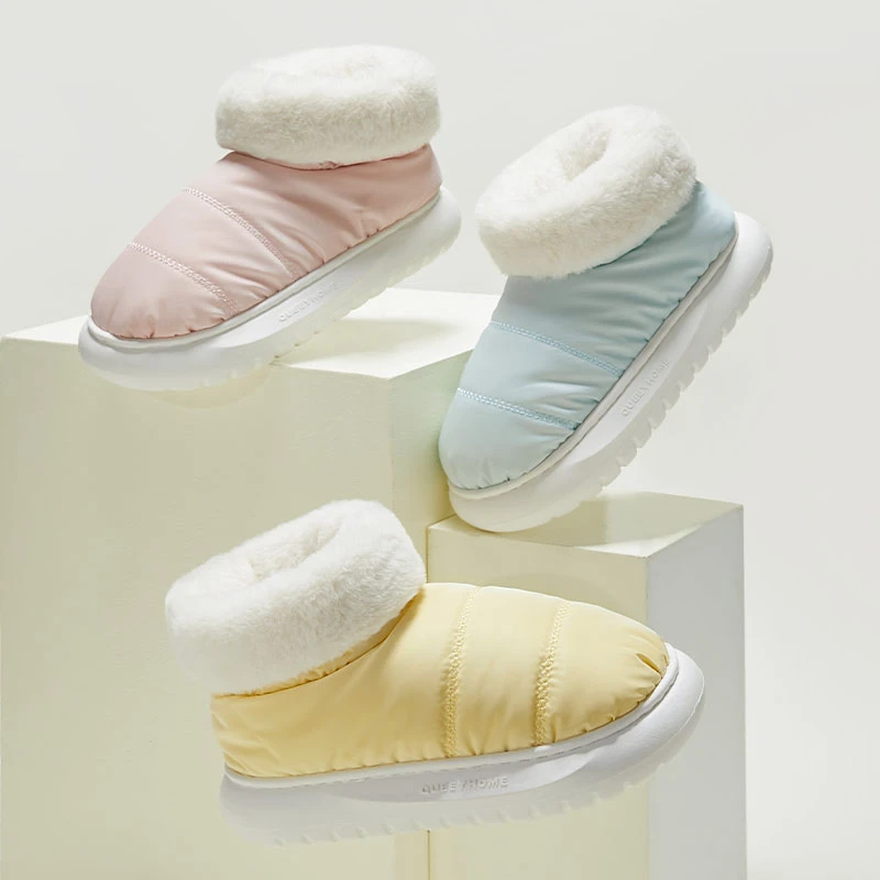 女款毛口棉鞋M037冬季防水外穿厚底保暖防水加厚包跟棉拖鞋室内外