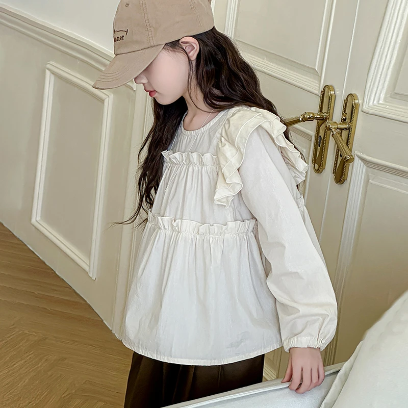 女中大儿童2024秋季新款长袖洋气宽松甜美荷叶边韩版套装