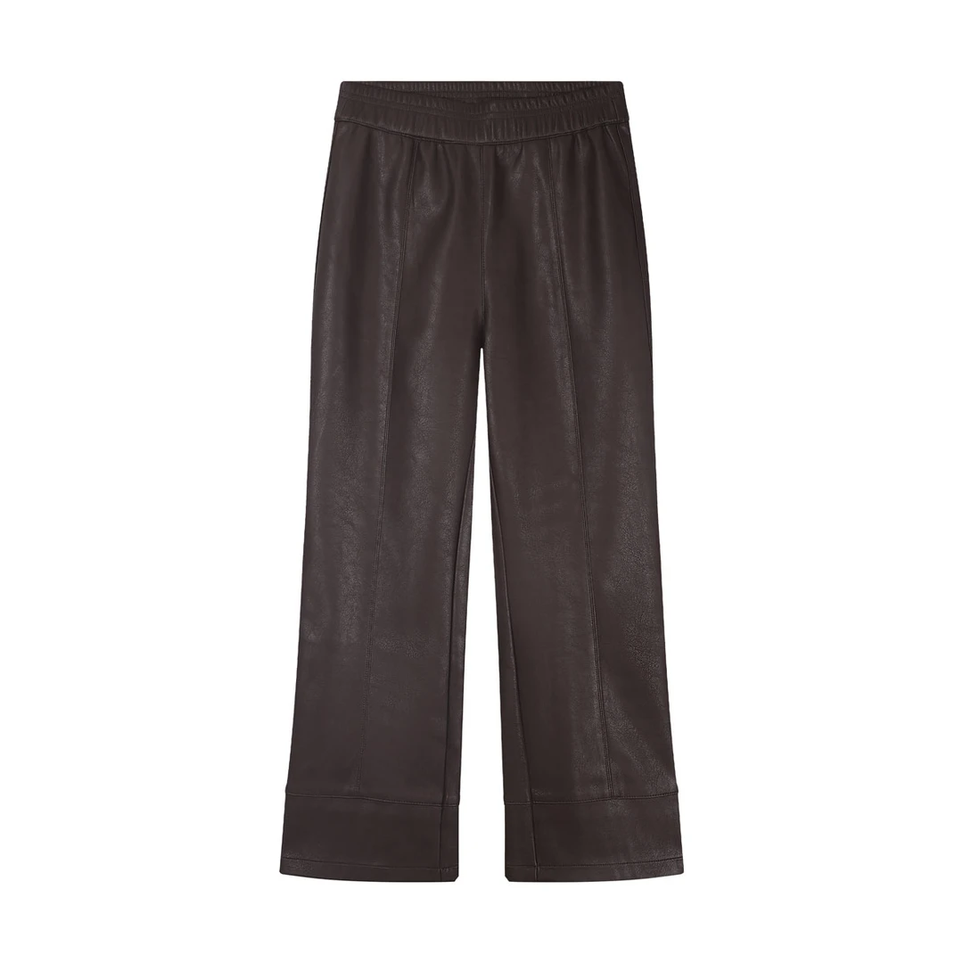 松紧腰直筒休闲皮裤Y003C274