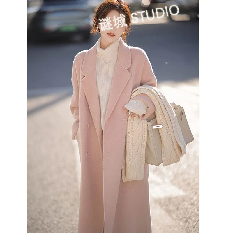 【韩国首尔】2023春秋冬慵懒风双面羊毛大衣小个子宽松外套A75C