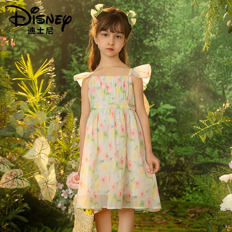 【FF】Disney/迪士尼高定女童夏季新款小飞袖碎花连衣裙XCE2SQ167