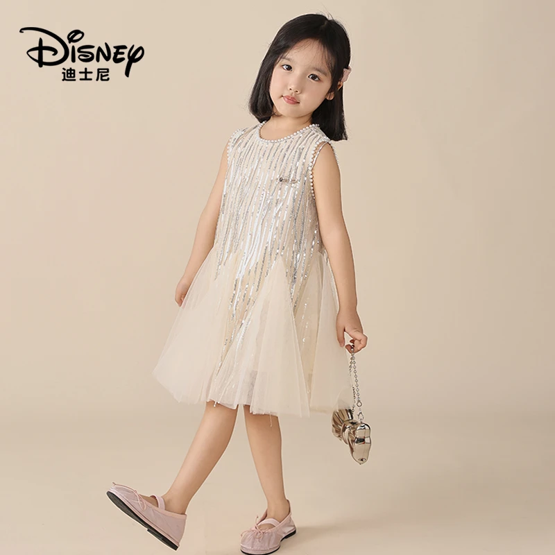 【DR】Disney/迪士尼女童夏款洋气休闲淑女亮片连衣裙XCR2SQ013
