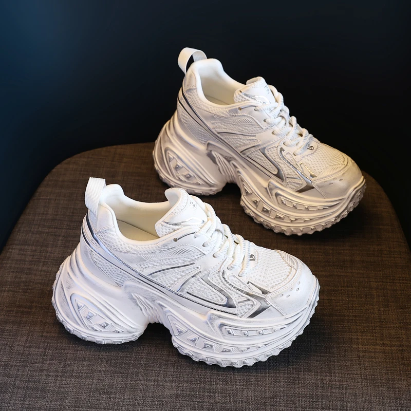 【增高9公分】女鞋厚底老爹鞋2024秋季休闲时尚百搭软底增高小白鞋