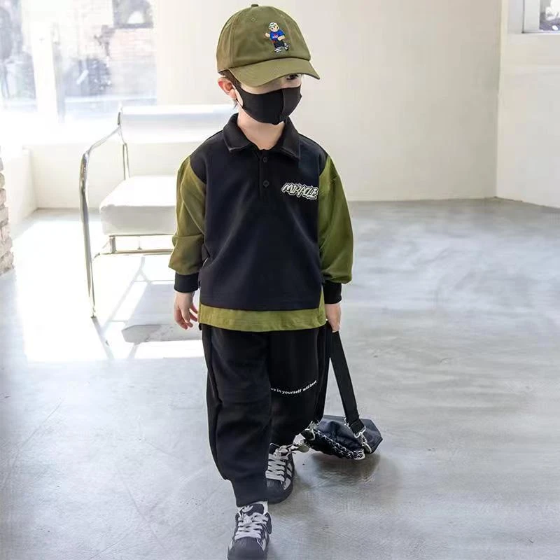 男童春秋秋冬帅气新款小童潮流POLO衫男孩宝宝休闲两件套时尚潮衣
