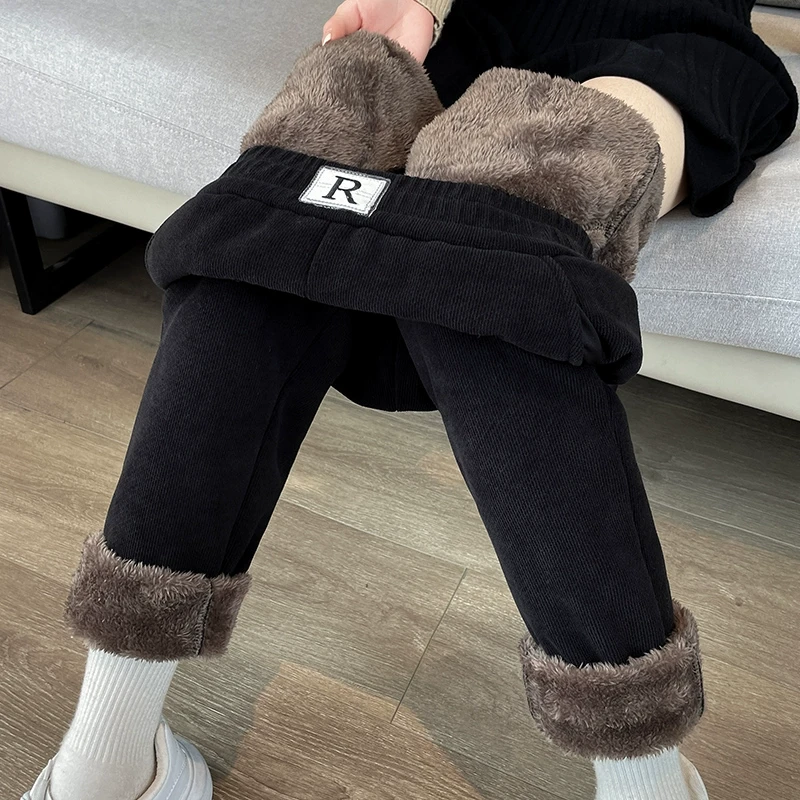 特厚羊羔绒运动裤女秋冬季加绒加厚休闲哈伦雪尼尔棉裤子外穿保暖