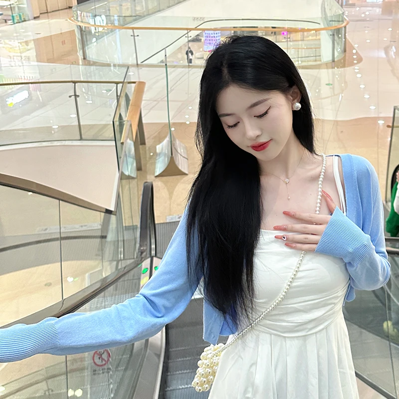 浩哥严选●C3LYQ9554收腰显瘦短款针织开衫上衣女莫奈花园风