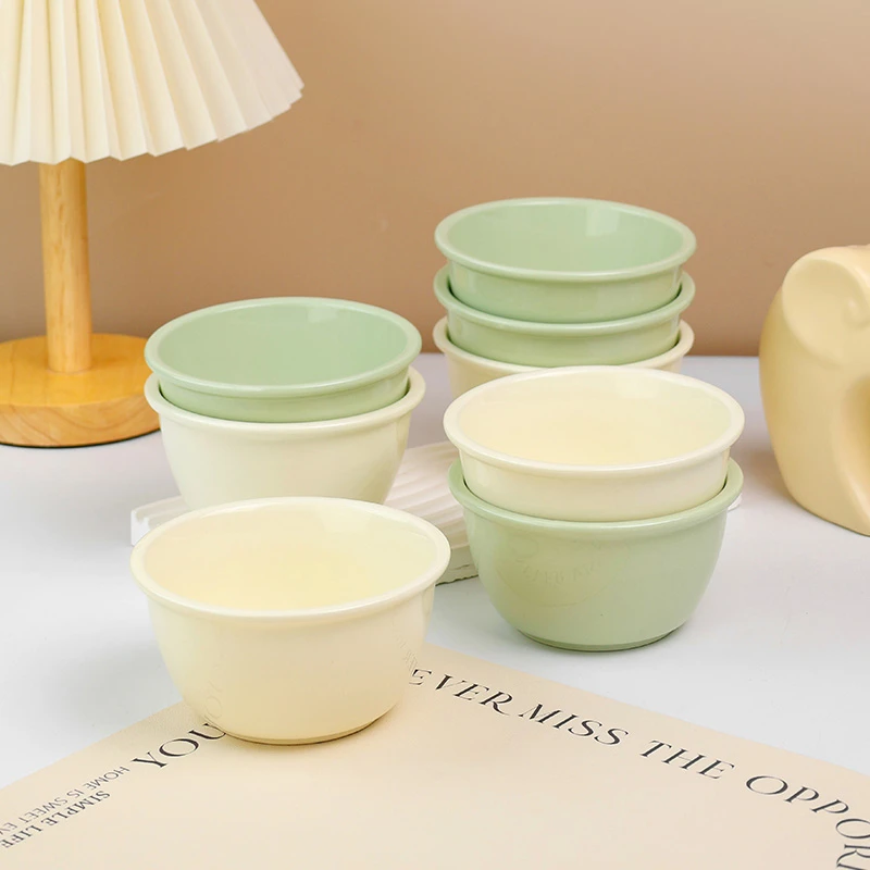 [奶油系列]孟垣双色宽边8个装4.8英寸家用釉下彩大碗简风陶瓷碗