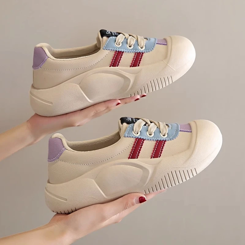 【牛皮】2024新款春夏季新款浅口单鞋女复古厚底百搭平底休闲鞋