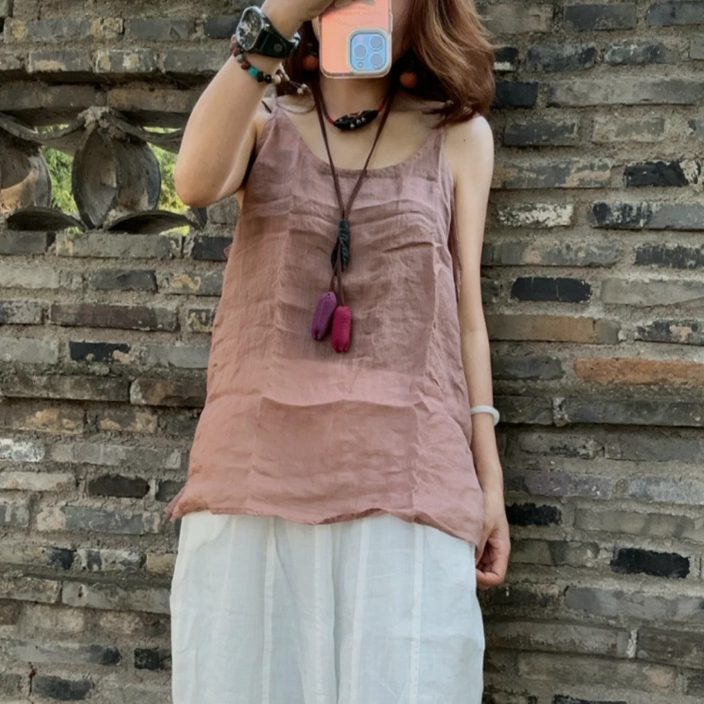 大鲸鱼-夏季文艺苎麻小背心（衣长66左右）