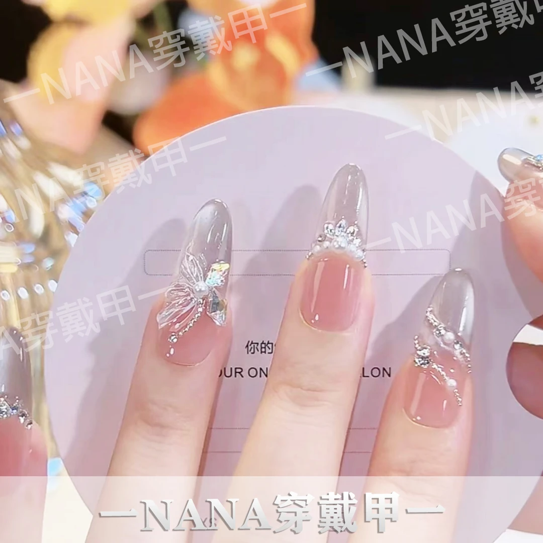 【月下蝶影】纯手工穿戴甲美甲穿戴光疗甲冰透渐变流行纯欲四季流行