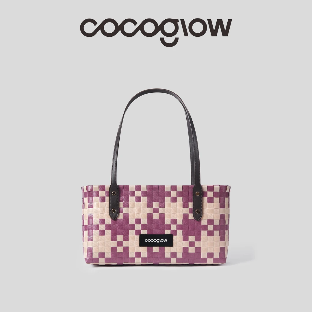 cocoglow · 紫米波士顿大号泰国手工编织手提包秋季腋下包 ·