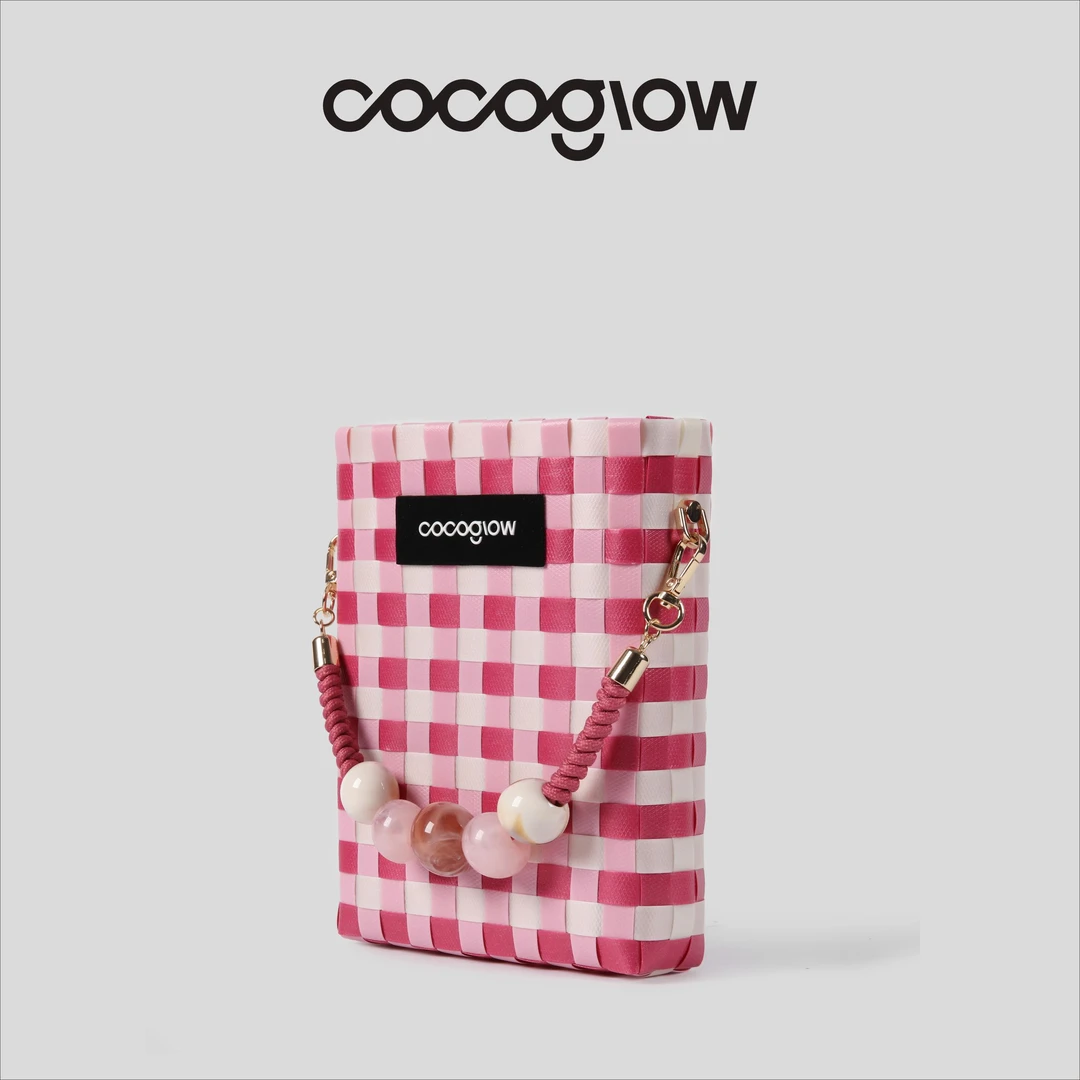 cocoglow女士手工工艺编织包女迷你托特包珠饰提手旺旺专属